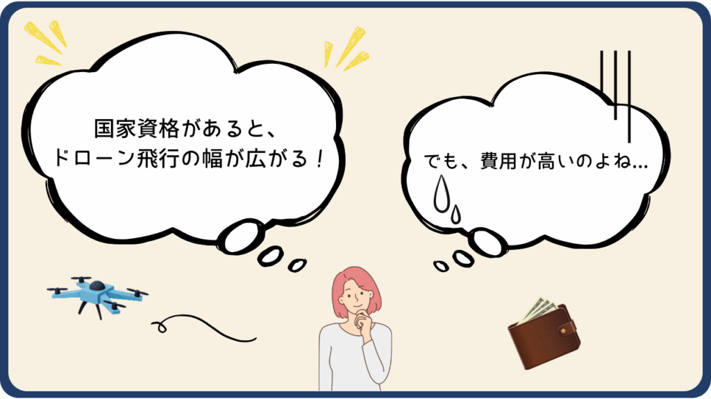 ドローン免許取得に悩む女性の画像