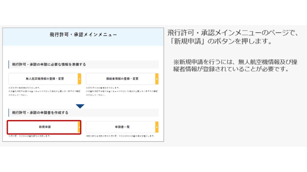 2, 新規申請を選択の画像