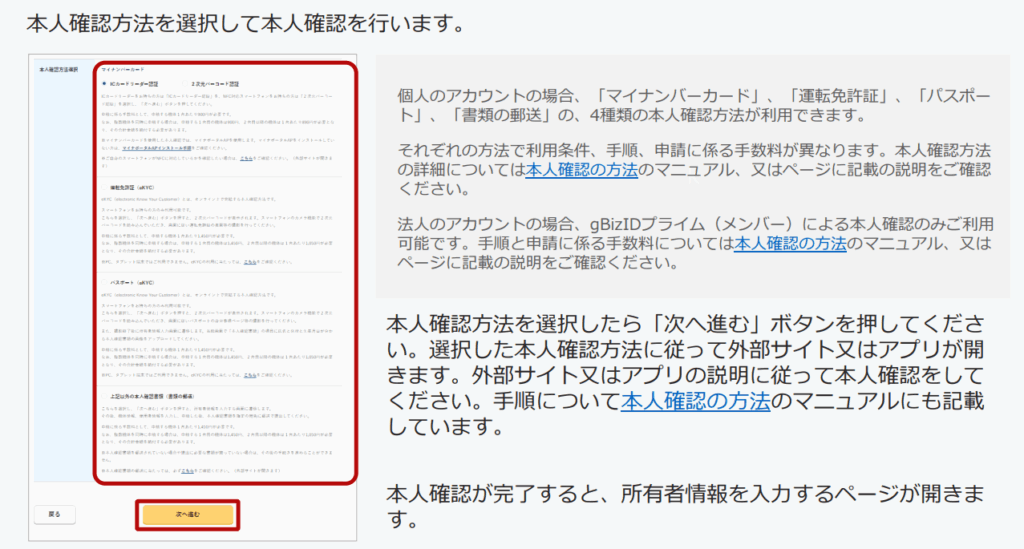 2. 本人確認方法の選択の画像