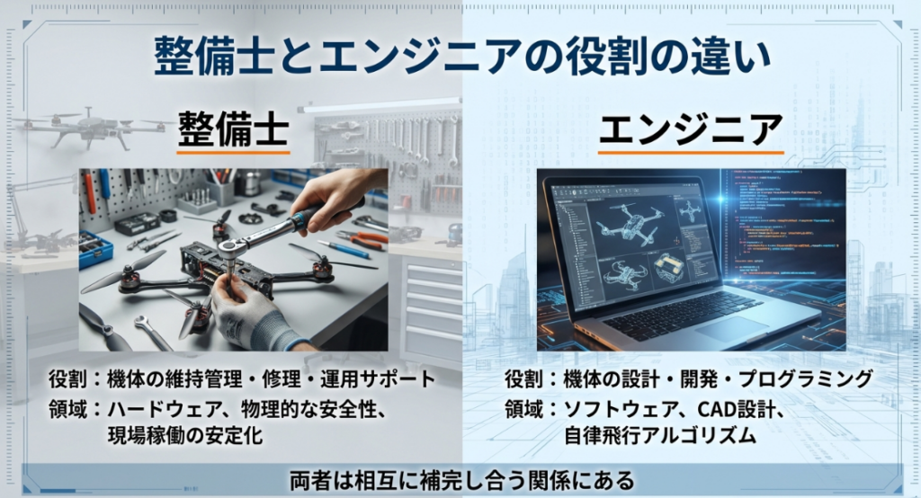 物理的な安全性を担う整備士と、設計・開発を担うエンジニアの役割の違いと補完関係
