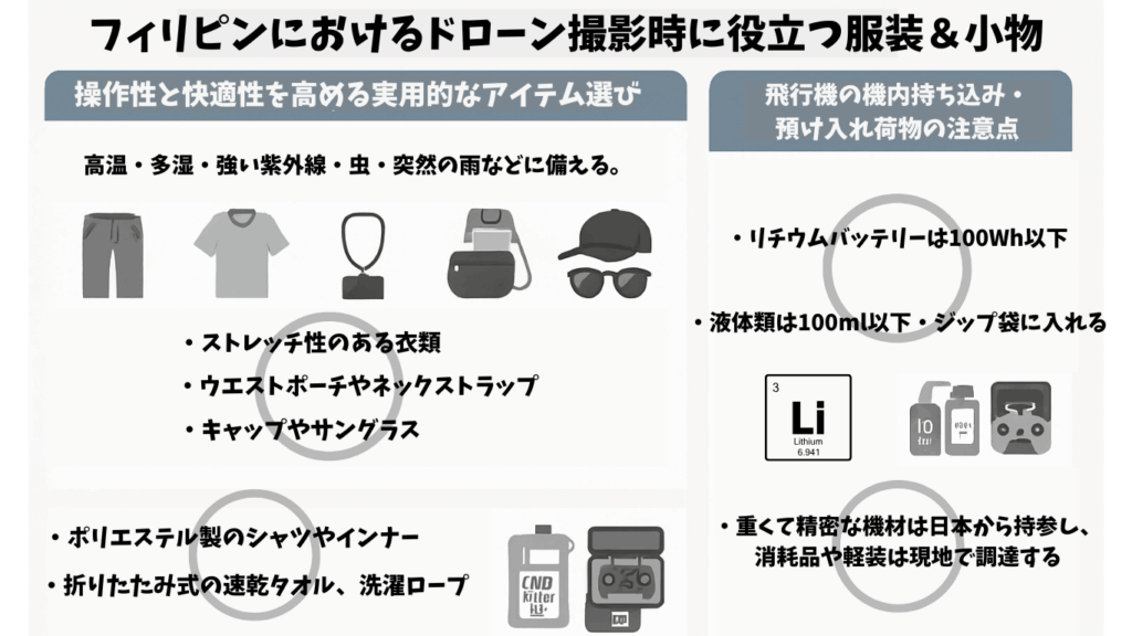 フィリピンのドローン撮影時に役立つ服装と小物の画像