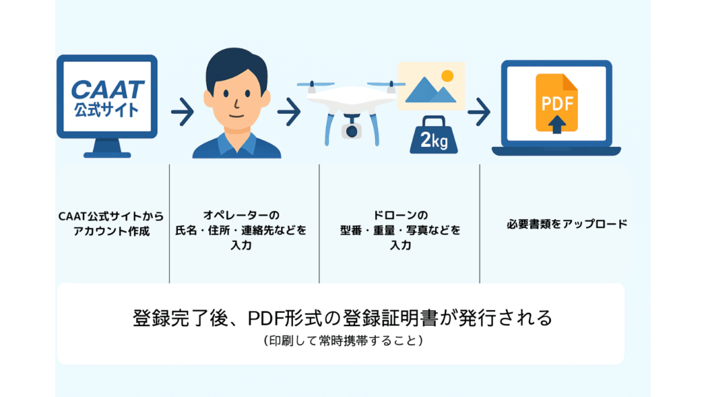 タイのオペレーター登録とドローン登録の流れの画像