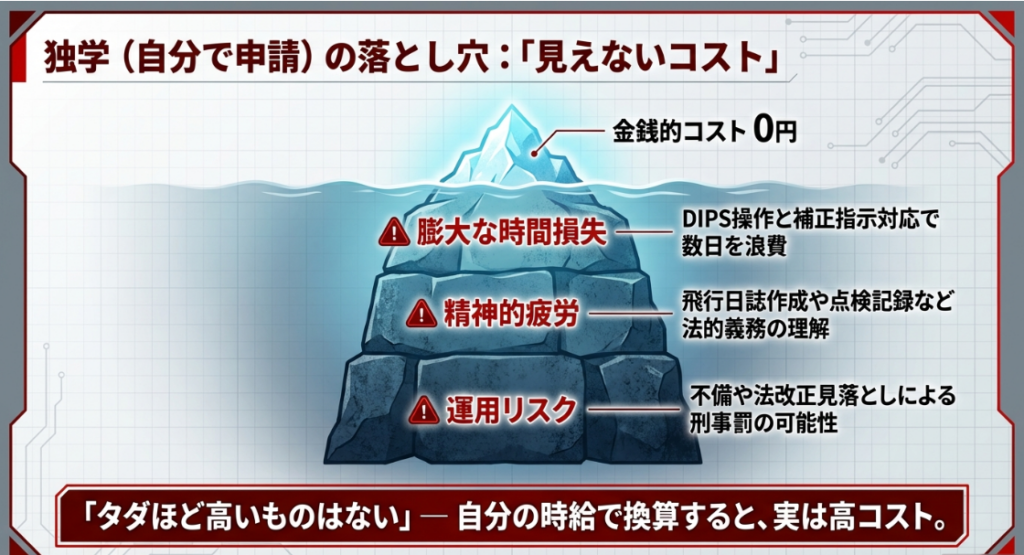 ドローン許可の自己申請に伴う膨大な時間損失と精神的疲労、法的リスクのまとめ