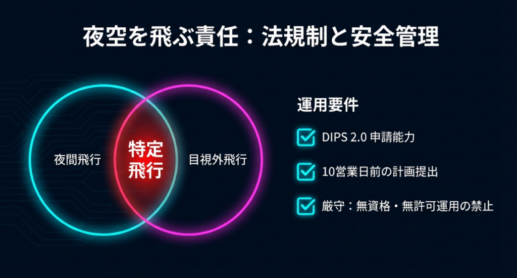 夜間・目視外飛行などの特定飛行とDIPS2.0申請に関するチェックリスト