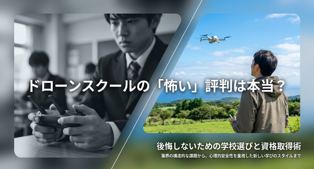 ドローンスクールの講師が怖いという評判の真相と後悔しない選び方の解説スライド