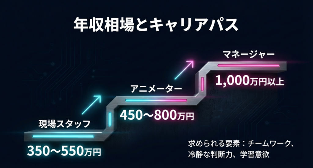現場スタッフからマネージャーまでの職種別年収相場図