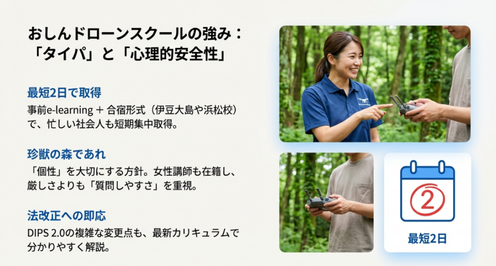 おしんドローンスクールの最短2日取得と女性講師在籍による質問しやすい環境の紹介